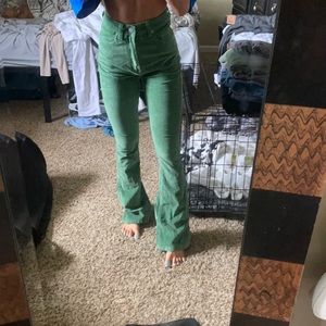 SHEIN green corduroy high rise jeans